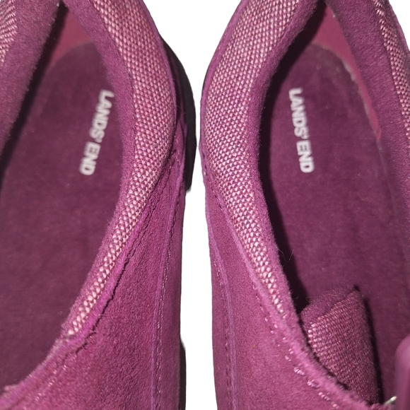 Lands End Women 7.5 Purple‎ Suede Thermolite Zip Up Moc Shoes Microfleece - Picture 5 of 14
